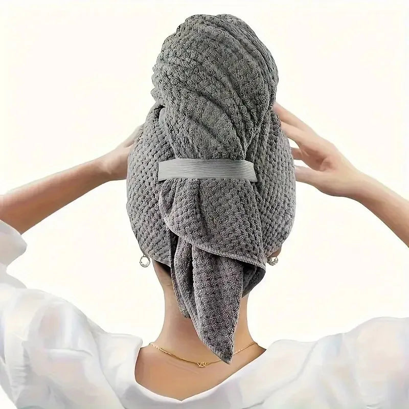Microfiber Hair Towel Extra Large Wrap Quick Dry Hair Towel Wrap with Elastic Band Ultra Absorbent Soft Towel for Hair Turban