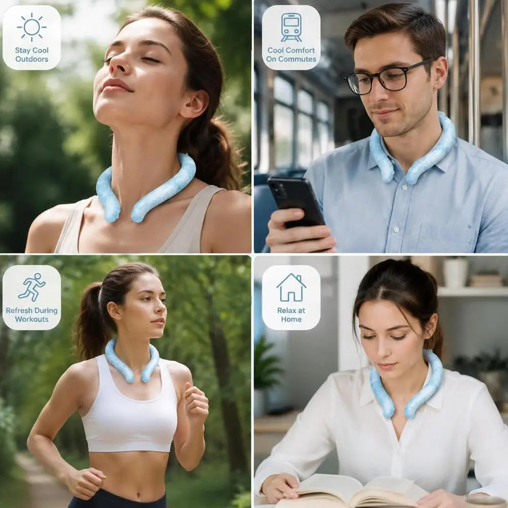 Cooling Neck Wraps Reusable Ice Neck Cooler Wearable Neck Cooling Tube Neck Cooler Personal Ice Pack Wrap Neck Cooling Ring