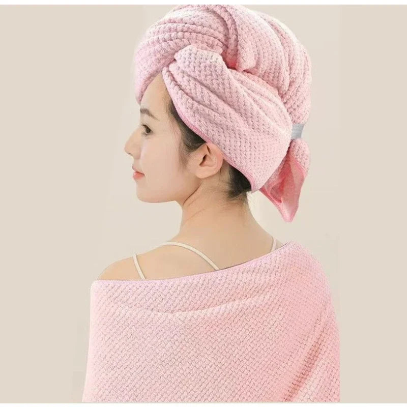 Microfiber Hair Towel Extra Large Wrap Quick Dry Hair Towel Wrap with Elastic Band Ultra Absorbent Soft Towel for Hair Turban