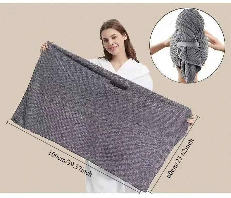 Microfiber Hair Towel Extra Large Wrap Quick Dry Hair Towel Wrap with Elastic Band Ultra Absorbent Soft Towel for Hair Turban