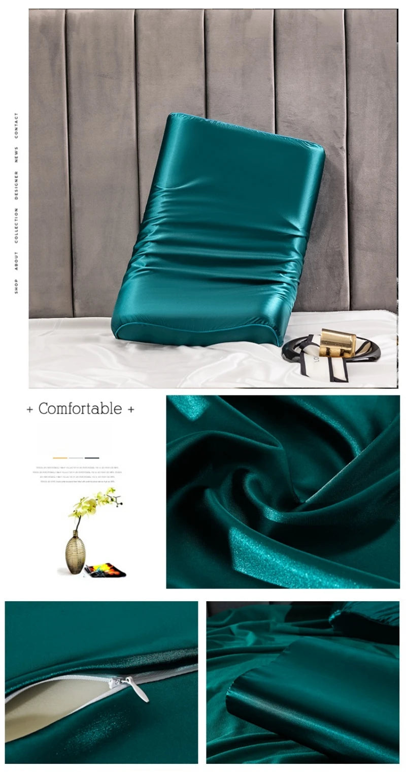 Satin Silk Pillowcase for Memory Foam and Latex Pillow Solid Cushion Cover Hair Skin Protect Decorative Case 30x50cm/40x60cm