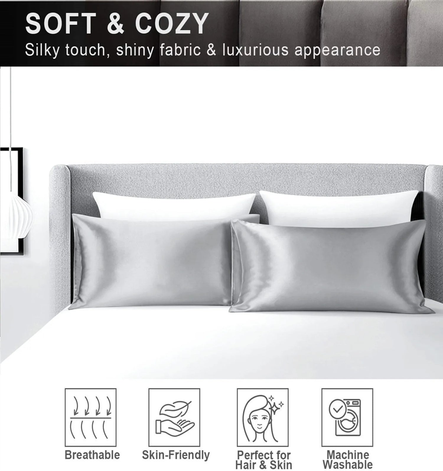 JuwenSilk silky stain pillowcase silky pillowcase natural silk pillowcase mulberry silk pillow case standard queen k