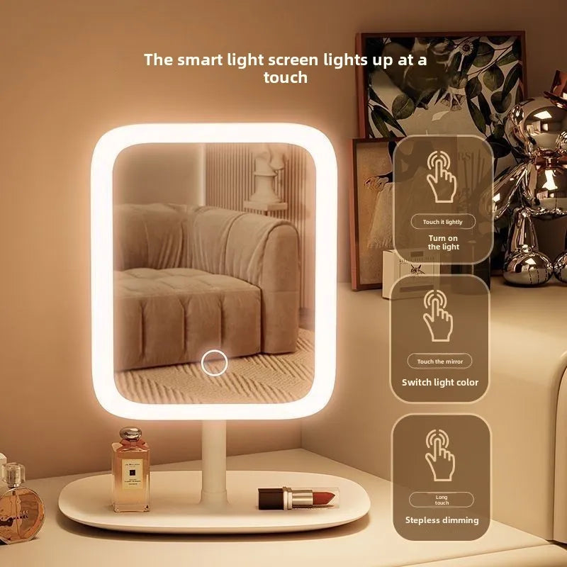 LED internet celebrity makeup mirror fill light mirror with light student dormitory desktop portable makeup mirror home makeup