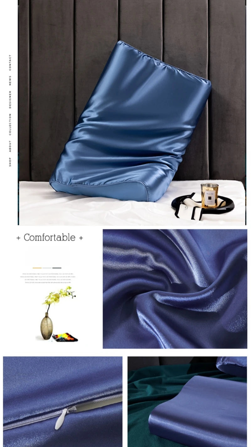 Satin Silk Pillowcase for Memory Foam and Latex Pillow Solid Cushion Cover Hair Skin Protect Decorative Case 30x50cm/40x60cm