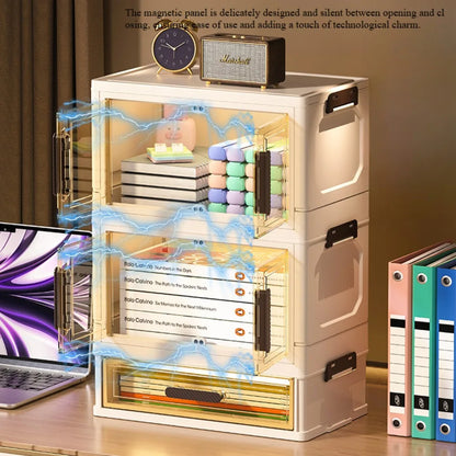 Multi-functional 3 Tier Cosmetic Organizer,Foldable Makeup Organizer,Desktop Dresser,Organizer Drawers,Stackable&DustproofDesign