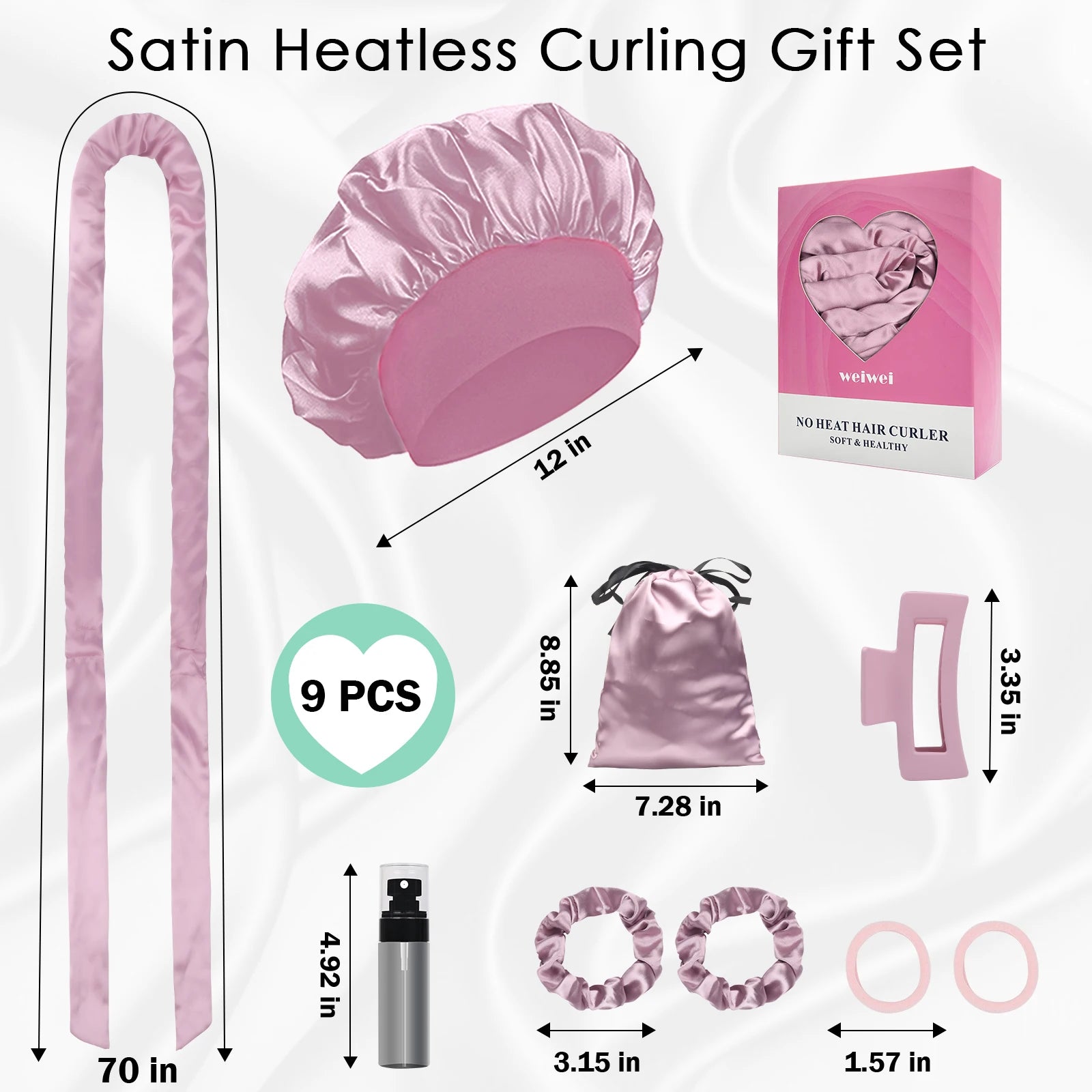 Satin Heatless Curling Set Heatless Curls Overnight Hair Curler 70" No Heat Curls Hair Curlers to Sleep in Overnight Curls Hea