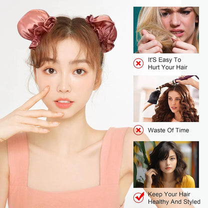 6 Pcs Set Heatless Hair Curler，Satin Heatless Curling Set, Heatless Curls Headband, Overnight Curling Headband