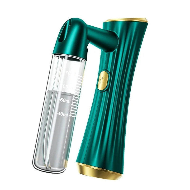 Handheld Facial Steamer Sprayer - Portable Humidifier for Deep Moisturizing &amp; Skin Replenishment, Green Beauty Care Tool