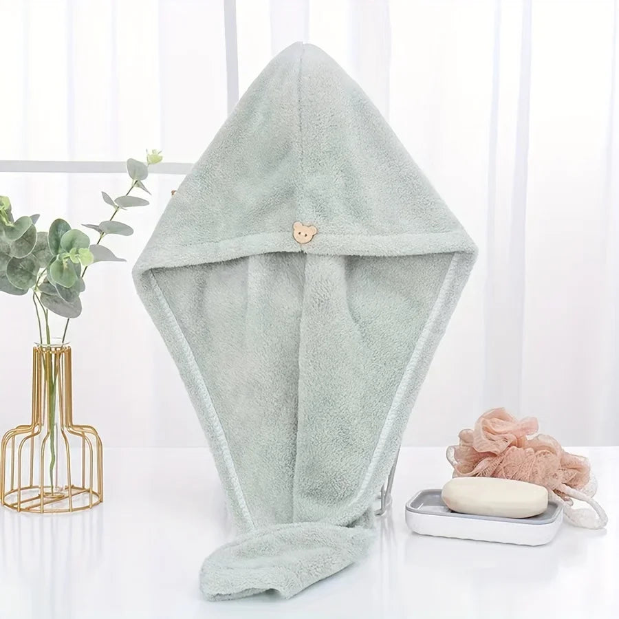 Ultra-Absorbent Microfiber Hair Towel - Double-Layered, Quick-Dry Design - Ideal for Shower, Gym &amp; Spa Use