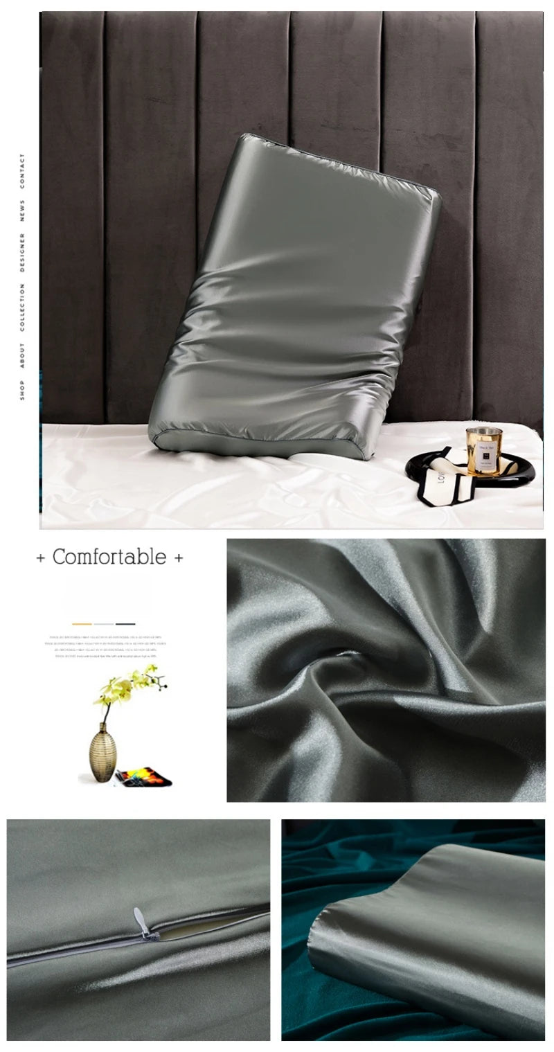 Satin Silk Pillowcase for Memory Foam and Latex Pillow Solid Cushion Cover Hair Skin Protect Decorative Case 30x50cm/40x60cm