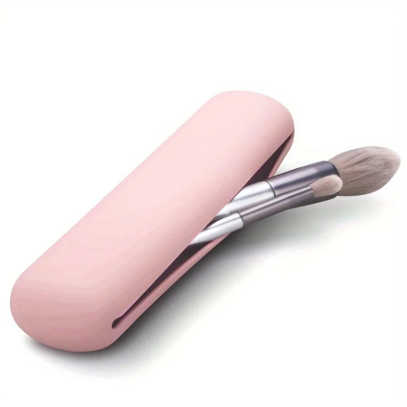 Travel Makeup Brush Bag, Simple Portable Silicone Storage Box, Soft and Sleek Makeup Tools Organizer for Travel