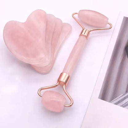 Gua Sha Set - Facial Massager & Roller Tool Kit, Double Sided Stone Scraping Board for Skin Care, Spa, Relaxation