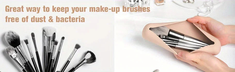 Travel Makeup Brush Bag, Simple Portable Silicone Storage Box, Soft and Sleek Makeup Tools Organizer for Travel