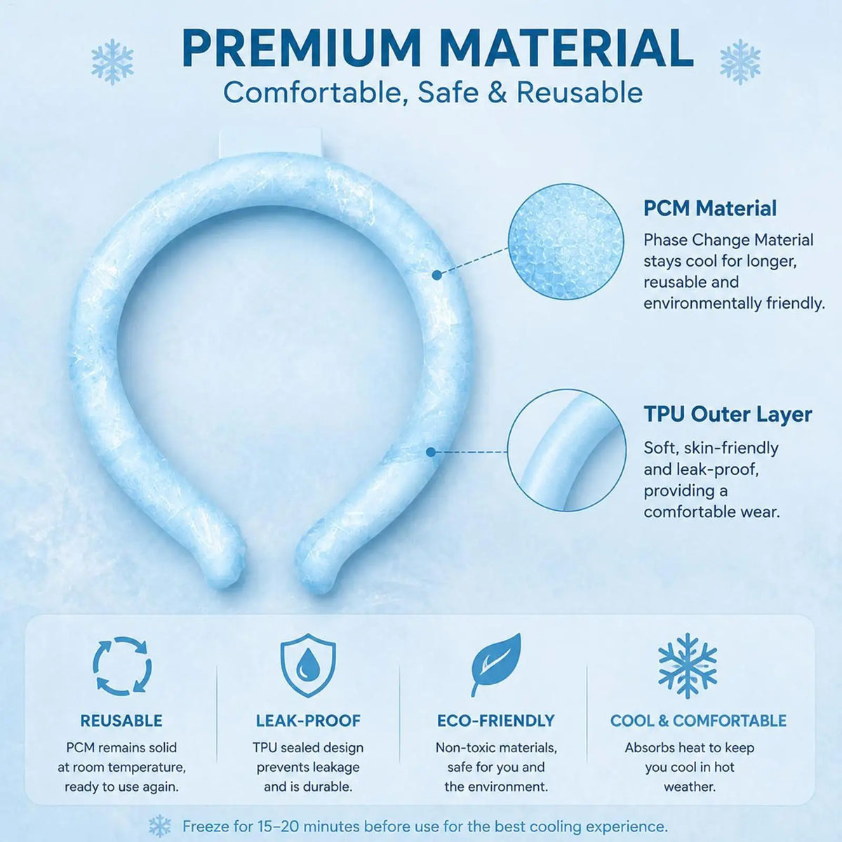 Cooling Neck Wraps Reusable Ice Neck Cooler Wearable Neck Cooling Tube Neck Cooler Personal Ice Pack Wrap Neck Cooling Ring
