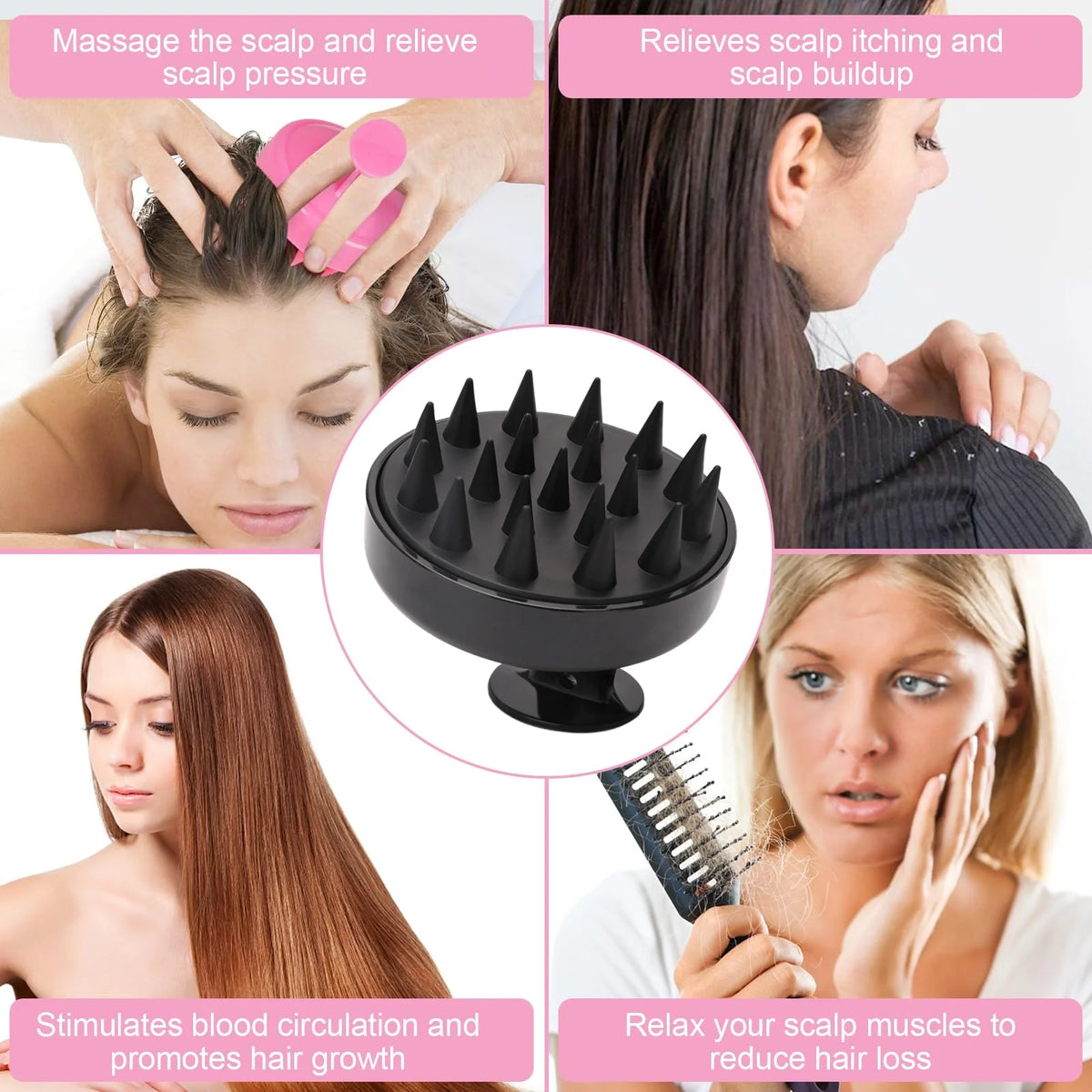 Scalp Massager for Hair Growth,Silicone Comb with Soft Bristles for Washing &amp; Blood Circulation, Shampoo Brush Relaxation Tools