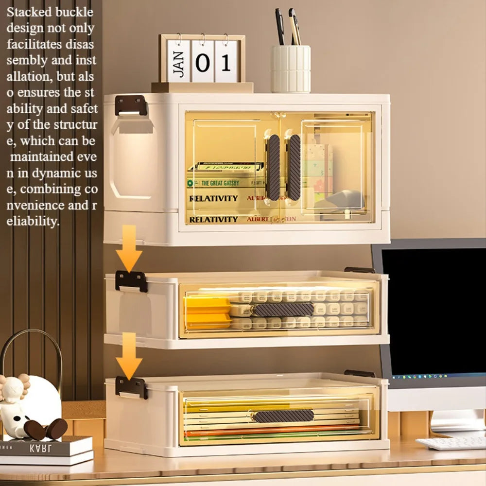 Multi-functional 3 Tier Cosmetic Organizer,Foldable Makeup Organizer,Desktop Dresser,Organizer Drawers,Stackable&amp;DustproofDesign