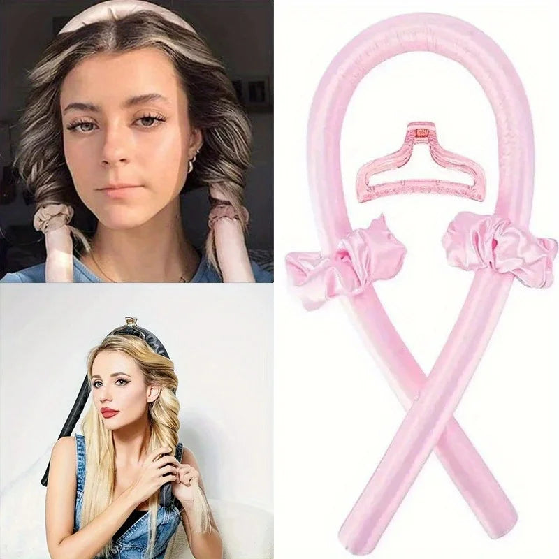 Heatless Curling Set, Silk Curls Rod Headband,No Heat Rollers to Sleep in Overnight, Satin Hair Curlers for Long and Medium Hair