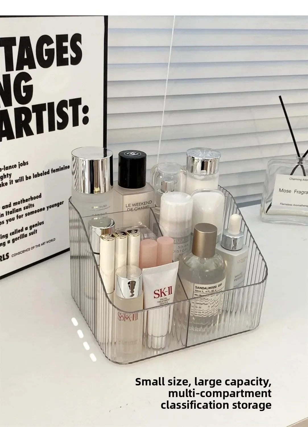 Cosmetic Storage Box For Vanity Makeup Organizer Clear Acrylic Skincare Organiser For Lipstick Cosmetic Organizer Perfume Holder
