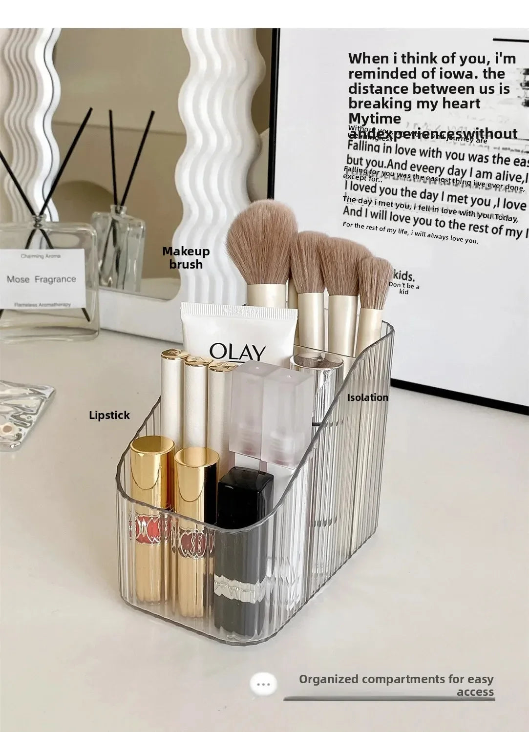 Cosmetic Storage Box For Vanity Makeup Organizer Clear Acrylic Skincare Organiser For Lipstick Cosmetic Organizer Perfume Holder
