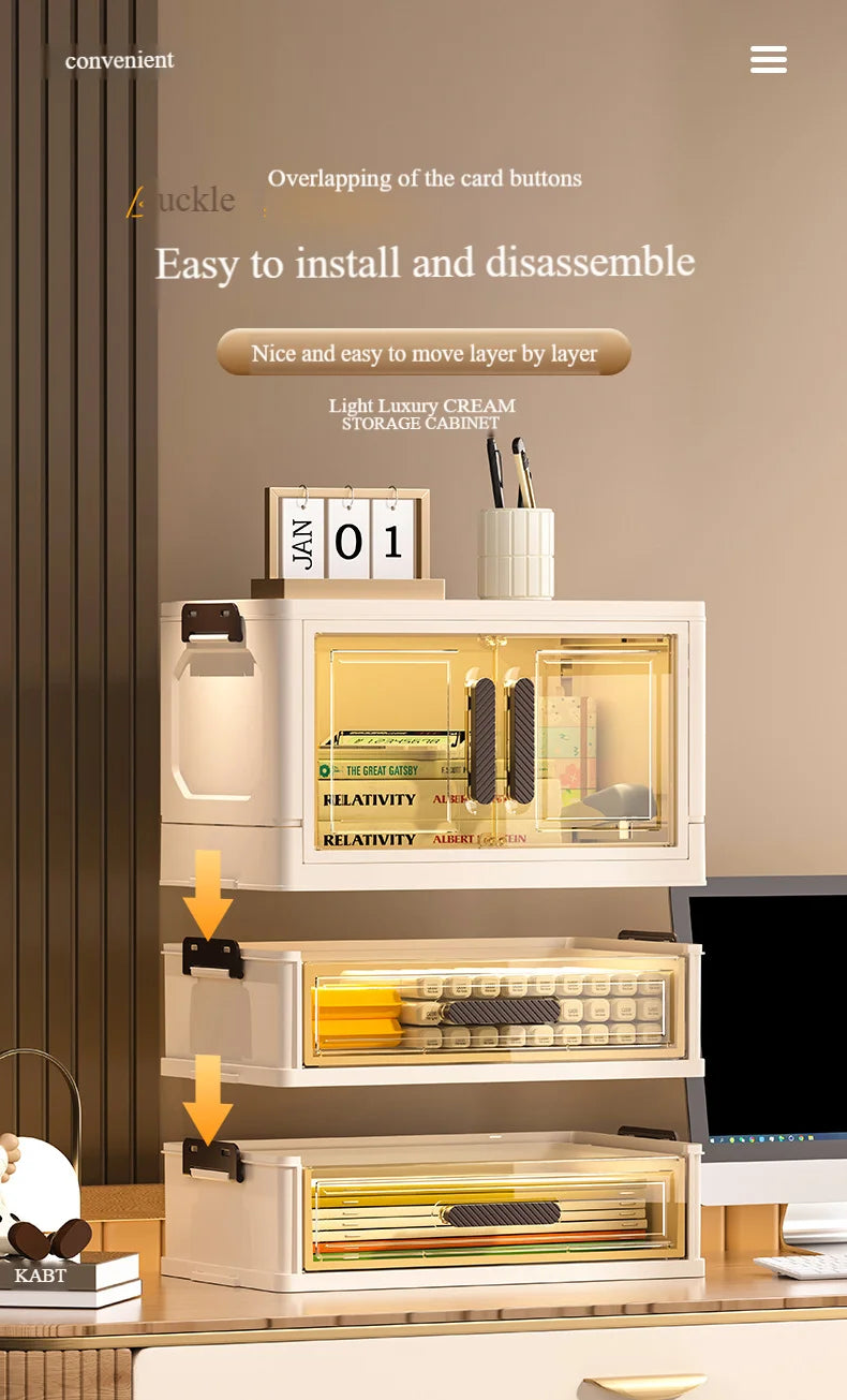 Multi-functional 3 Tier Cosmetic Organizer,Foldable Makeup Organizer,Desktop Dresser,Organizer Drawers,Stackable&amp;DustproofDesign