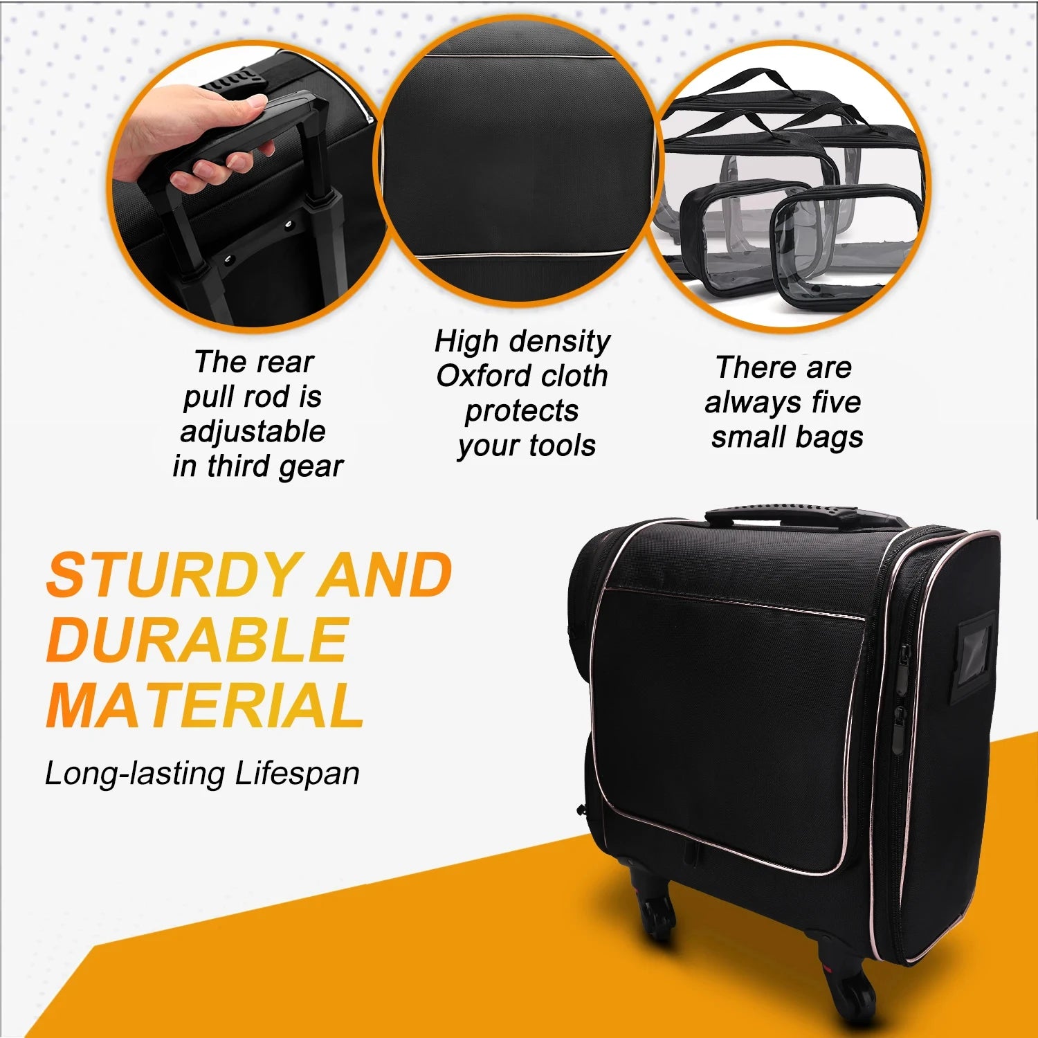 Travel Makeup Artist Bag with Wheels Cosmetic Brush Storage Beauty Tool Organizer Rolling Suitcase for Artists