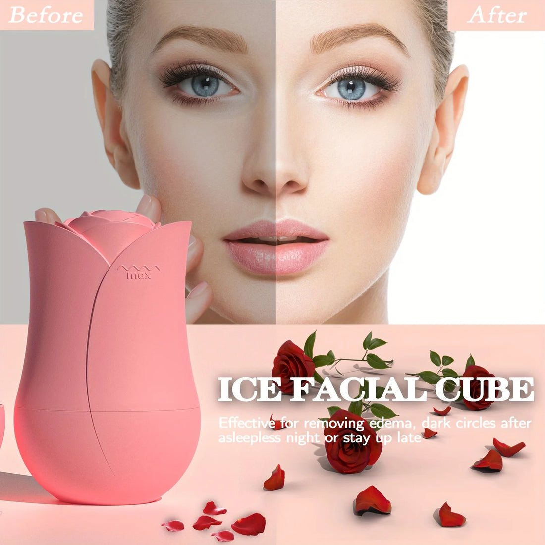 Ice Roller for Face and Eyes Silicone Ice Mold, Cooling and Firming Facial Skin Ice Roller Leak-proof Reusable Facial Care Tool