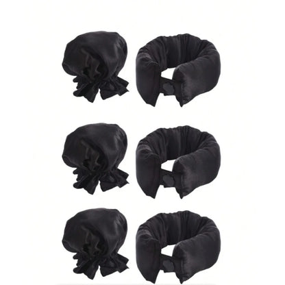 2/4/6Pcs Satin Heatless Curling Set Overnight Curl Blowout Rods Soft Hair Curlers To Sleep in Bun Bons Heatless Curls Bonnet Cap
