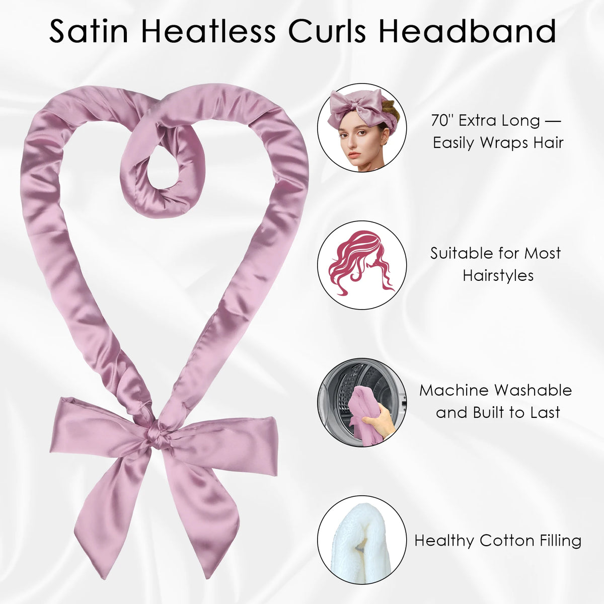 Satin Heatless Curling Set Heatless Curls Overnight Hair Curler 70" No Heat Curls Hair Curlers to Sleep in Overnight Curls Hea