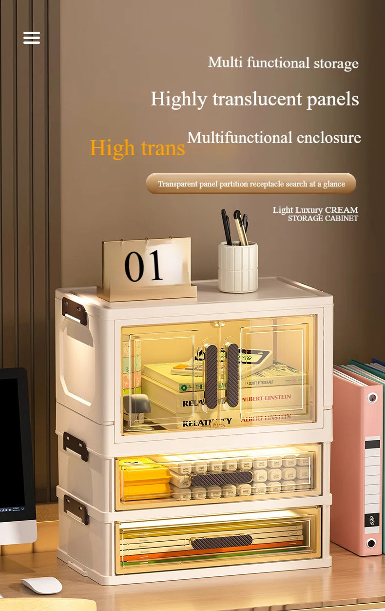 Multi-functional 3 Tier Cosmetic Organizer,Foldable Makeup Organizer,Desktop Dresser,Organizer Drawers,Stackable&amp;DustproofDesign