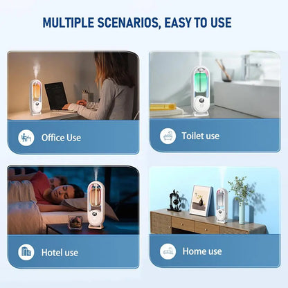Automatic Fragrance Diffuser, USB Powered Essential Oil Diffuser with Spraying & Light, Home Fragrance for Living Room, Bedroom