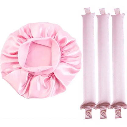 Heatless Curling Set - No Heat Overnight Curling Rod & Bonnet | Spring/Summer Frizz-Free Waves, Sleep-Friendly DIY Styling 4pcs