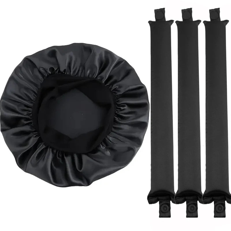 Heatless Curling Set - No Heat Overnight Curling Rod &amp; Bonnet | Spring/Summer Frizz-Free Waves, Sleep-Friendly DIY Styling 4pcs