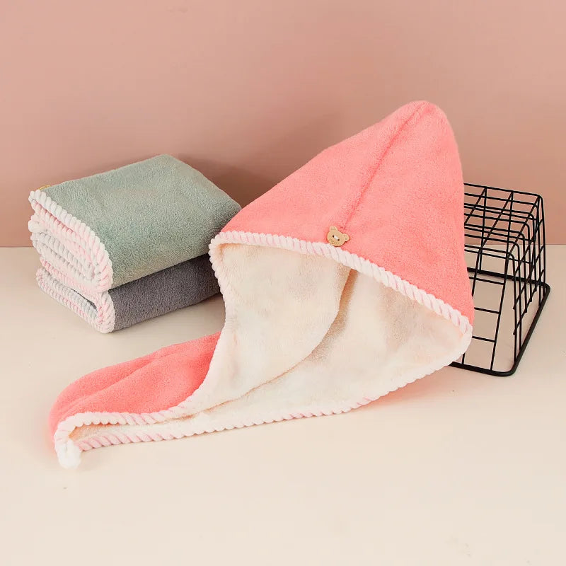 Ultra-Absorbent Microfiber Hair Towel - Double-Layered, Quick-Dry Design - Ideal for Shower, Gym &amp; Spa Use