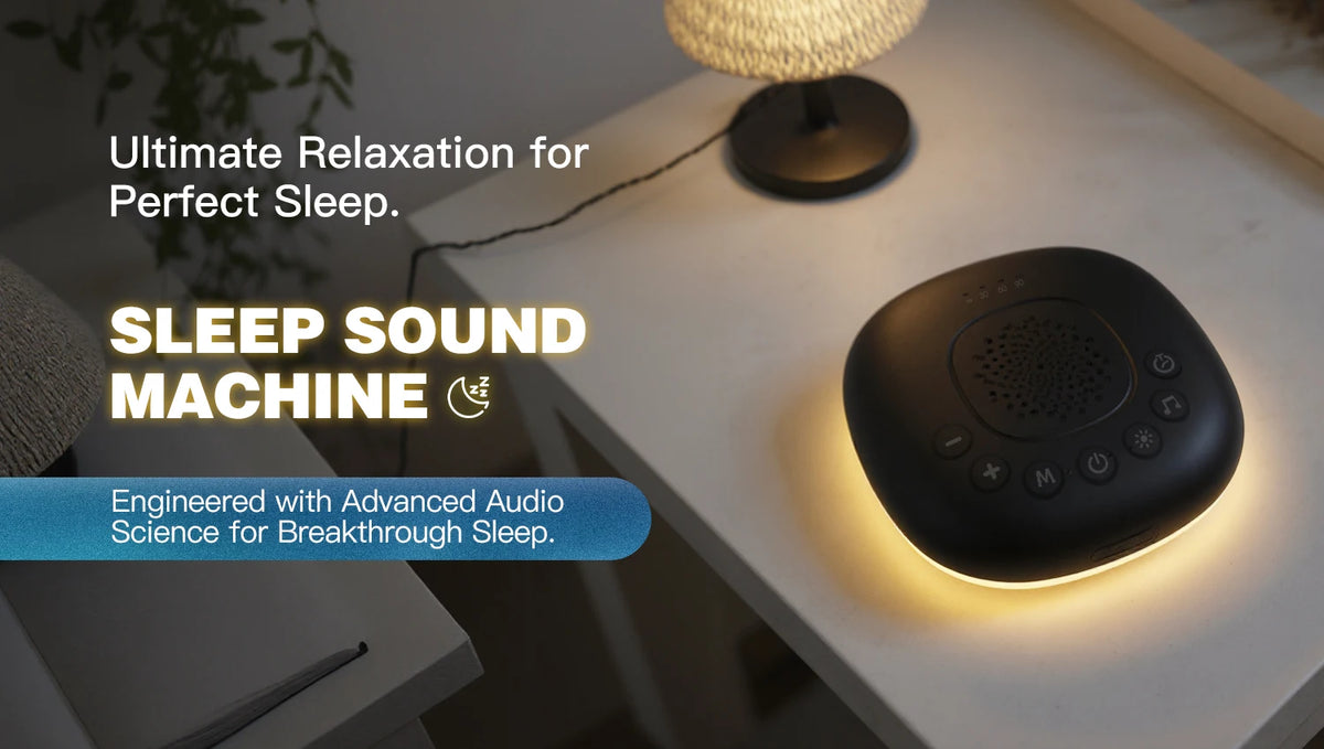 White Noise Machine with 20 Soothing Sounds, Night Light Timer, Portable Sound Machine for Baby, Adult, Travel, Studying, Office