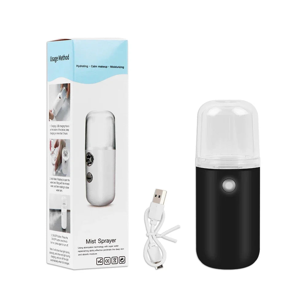 Face Steamer Humidifier USB Rechargeable Nano Mist Sprayer Facial Nebulizer Steamer Moisturizing Beauty Device Facial Skin Care