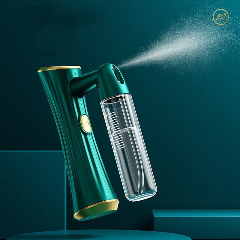 Handheld Facial Steamer Sprayer - Portable Humidifier for Deep Moisturizing &amp; Skin Replenishment, Green Beauty Care Tool