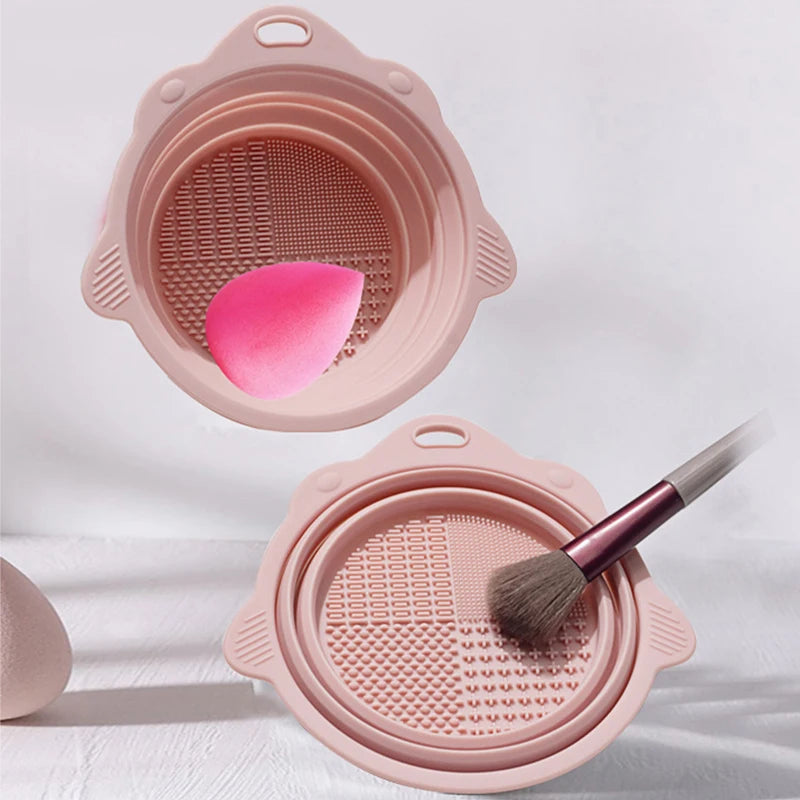 Makeup Brush Cleaner Cleaning Bowl Brush Tool Set Thorough Cleaning Without Hurting Bristles Wet &amp; Dry Powder Puff Dry Cleaner