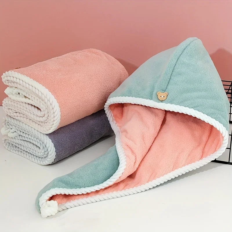Ultra-Absorbent Microfiber Hair Towel - Double-Layered, Quick-Dry Design - Ideal for Shower, Gym &amp; Spa Use
