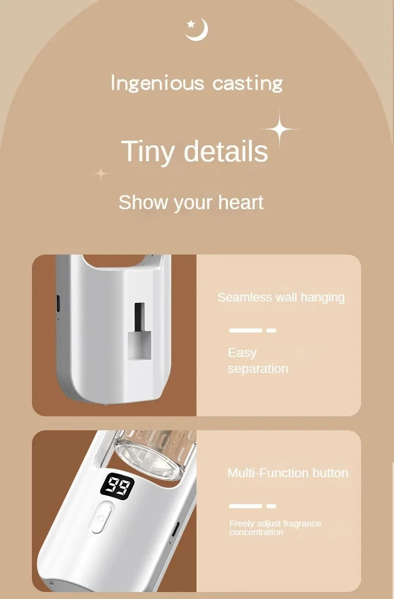 50ml Essential Oils Diffuser USB Multi-mode LED Digital Display 7 Gear Home Wall Mounted Display Air Freshener Smart Fragrance