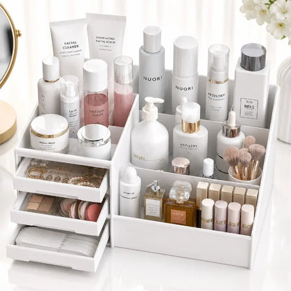 Makeup Organizer with Drawers Cosmetic Storage Box Desktop Skincare Organizer Vanity Countertop Storage Rack Jewelry Organizer