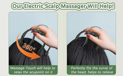 Electric Scalp Massager, Head Massager Scalp Stress Relax, Kneading Hair Massage with 3 Modes, 360 Degree Hair Massager
