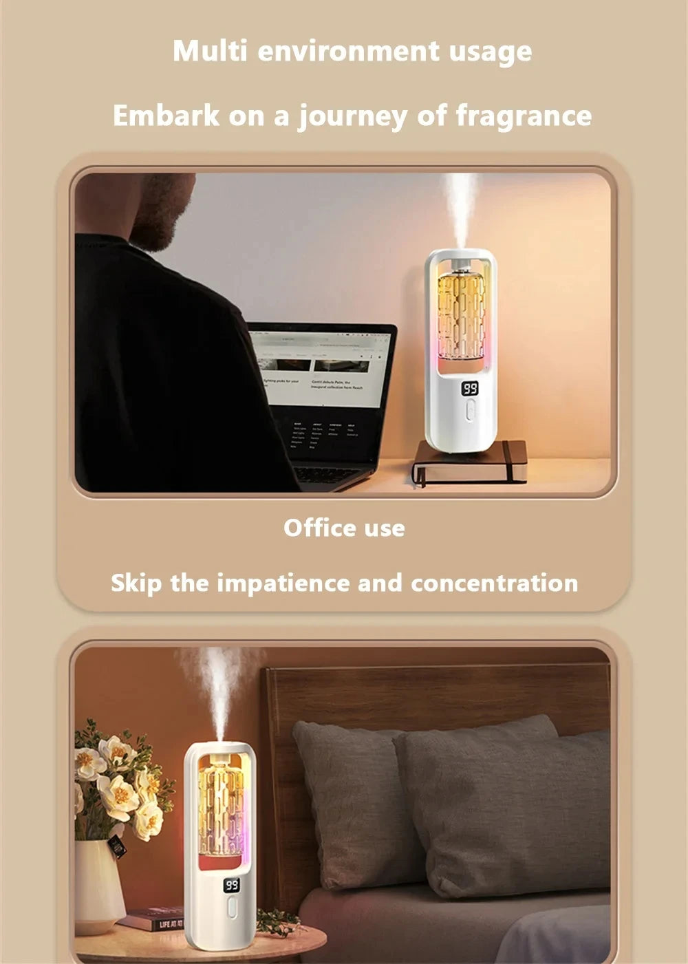 50ml Essential Oils Diffuser USB Multi-mode LED Digital Display 7 Gear Home Wall Mounted Display Air Freshener Smart Fragrance