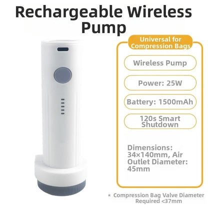 Rechargeable Electric Vacuum Pump Low Noise Portable Compressed Bag Air Pump Lightweight Mini Vacuum Bag Suction Pump Travel