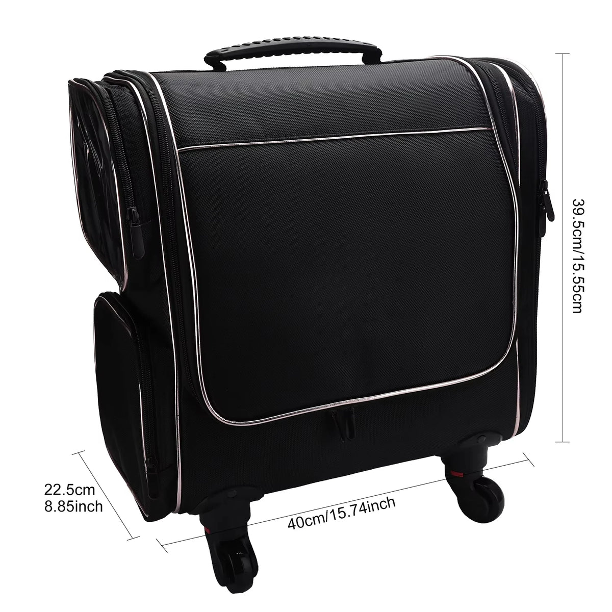 Travel Makeup Artist Bag with Wheels Cosmetic Brush Storage Beauty Tool Organizer Rolling Suitcase for Artists
