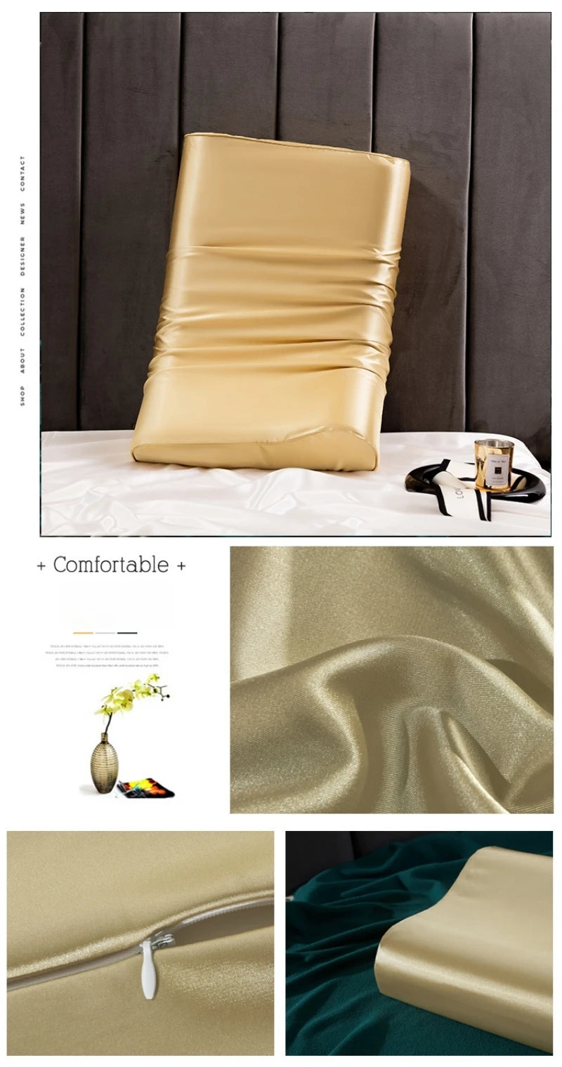 Satin Silk Pillowcase for Memory Foam and Latex Pillow Solid Cushion Cover Hair Skin Protect Decorative Case 30x50cm/40x60cm