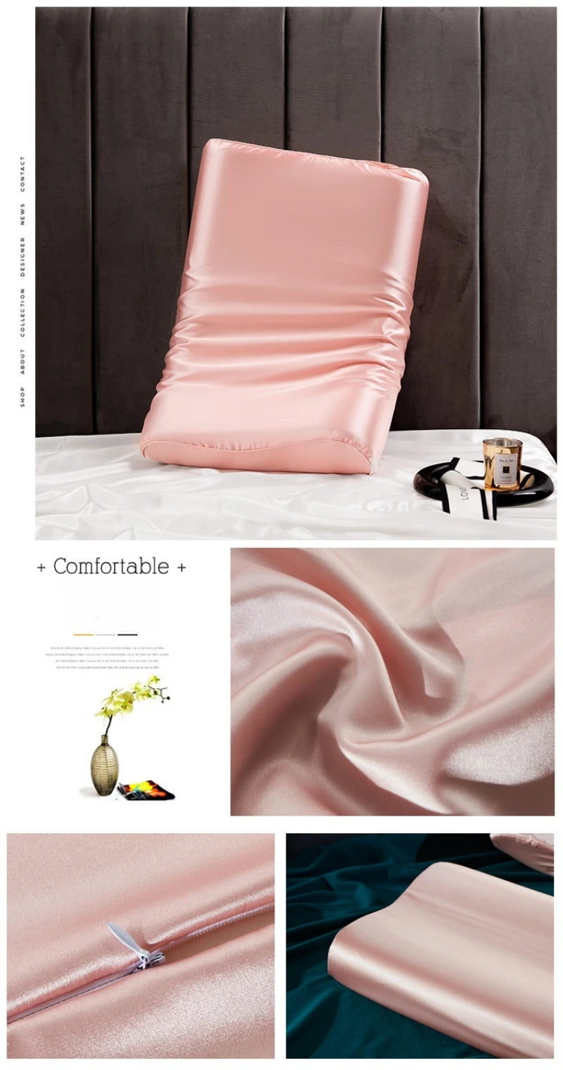 Satin Silk Pillowcase for Memory Foam and Latex Pillow Solid Cushion Cover Hair Skin Protect Decorative Case 30x50cm/40x60cm