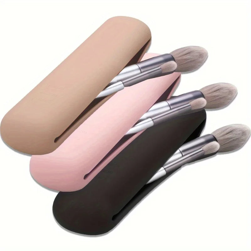 Travel Makeup Brush Bag, Simple Portable Silicone Storage Box, Soft and Sleek Makeup Tools Organizer for Travel