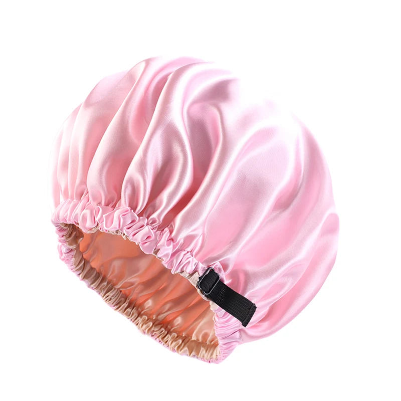 Satin Bonnet For Sleeping Adjustable Silk Bonnet For Curly Hair Bonnets Double Layer Large Satin Lined Sleep Cap For Women
