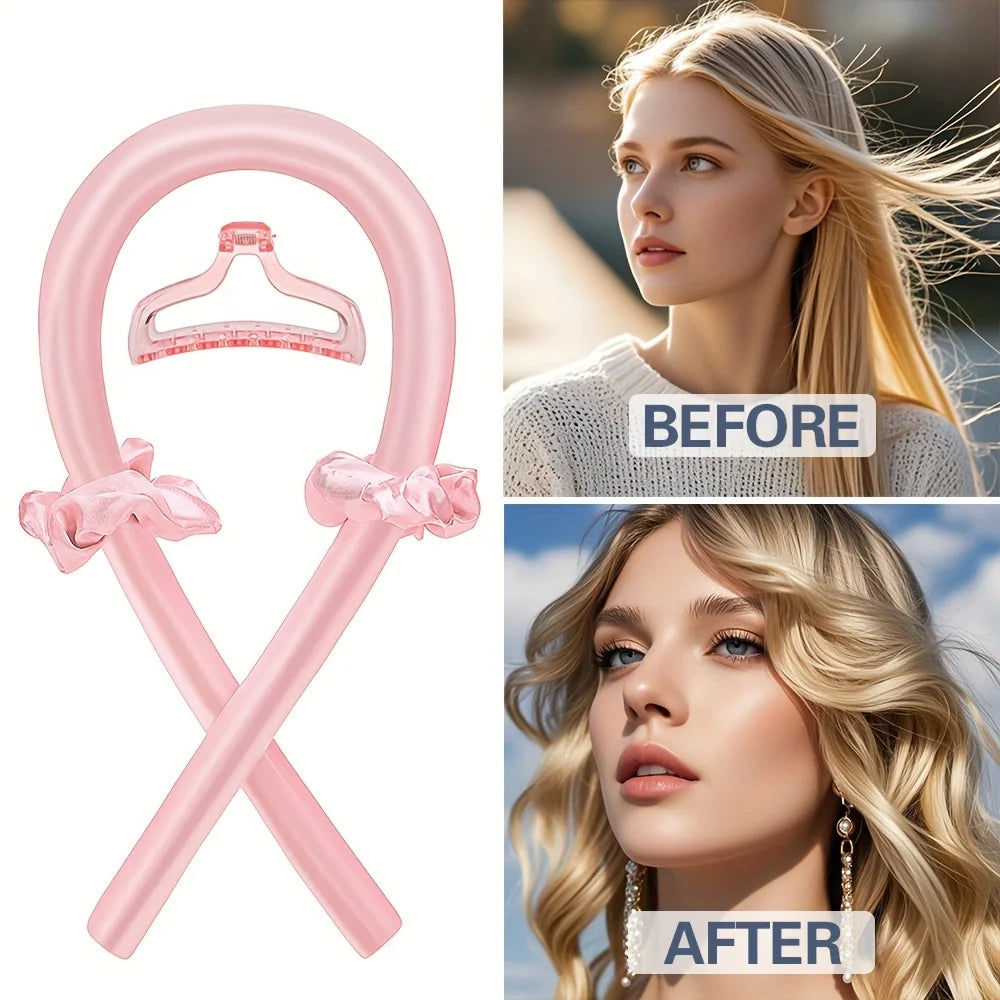 Heatless Curling Set, Silk Curls Rod Headband,No Heat Rollers to Sleep in Overnight, Satin Hair Curlers for Long and Medium Hair
