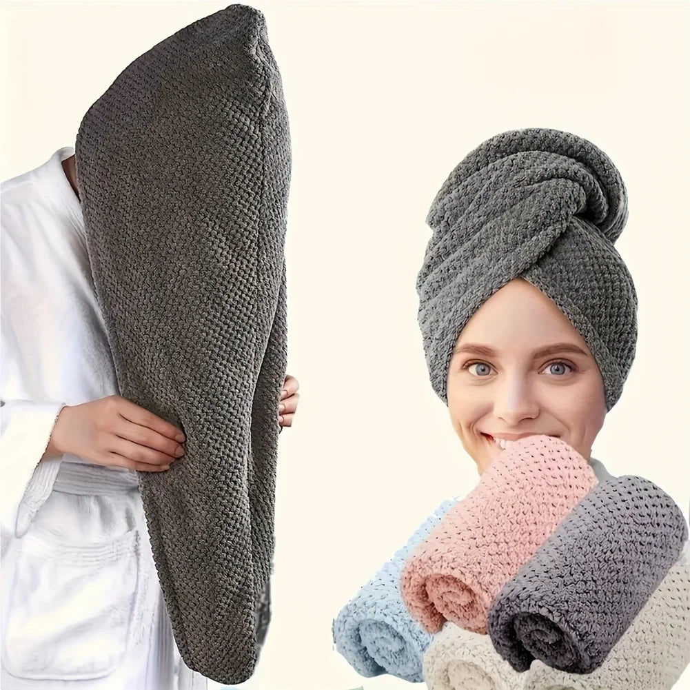 Microfibre Hair Towel Wrap - Quick-Drying, Ultra-Absorbent, Gently Cares for Frizzy or Damaged Hair, Hair Dryer Cap for Women